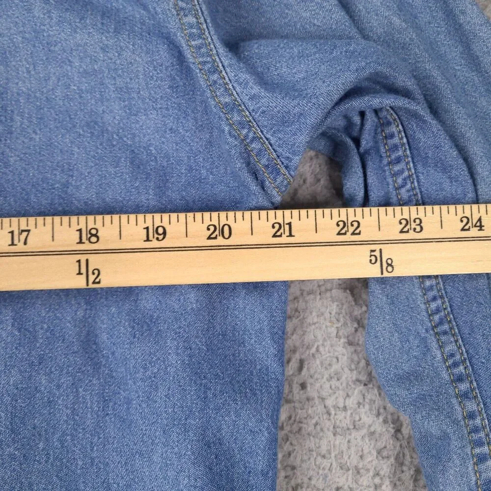 VTG Peregrine Bay‎ Denim Shirt Mens Small Blue WRC Group Button Up Long Sleeve